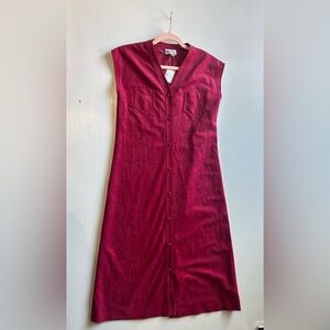 Neiman Marcus Vintage red wine Button Down Midi Dress Size Small